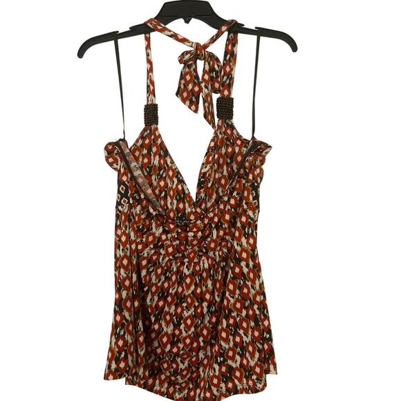 Apt 9 Babydoll Boho Beaded Tie Neck Halter Top Summer New Size XL - Picture 7 of 12